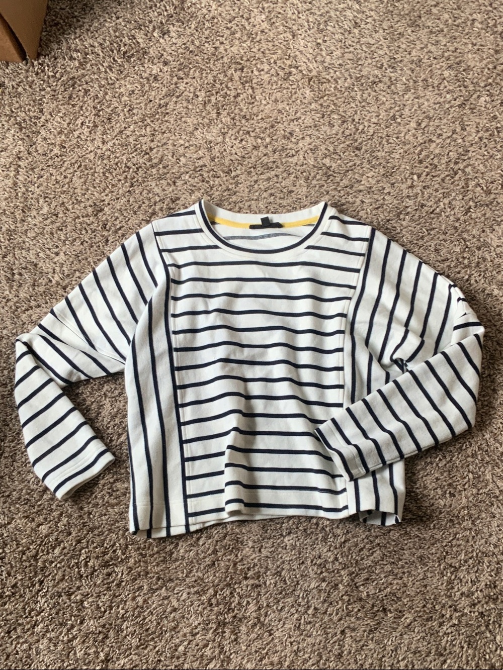 Jane and Delancey White and Navy Striped 3/4-Sleeve Top